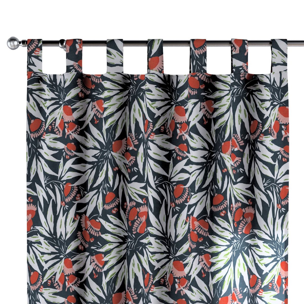 Zasłona na szelkach 1 szt., kwiaty na granatowym tle, Eden