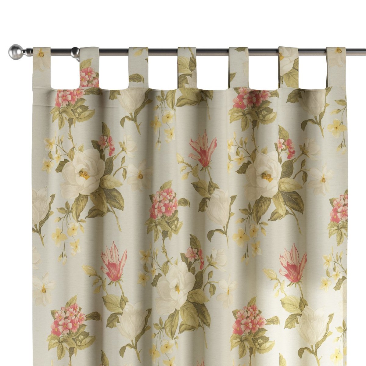 Zasłona na szelkach 1 szt., duże kwiaty na niebieskim tle, Londres