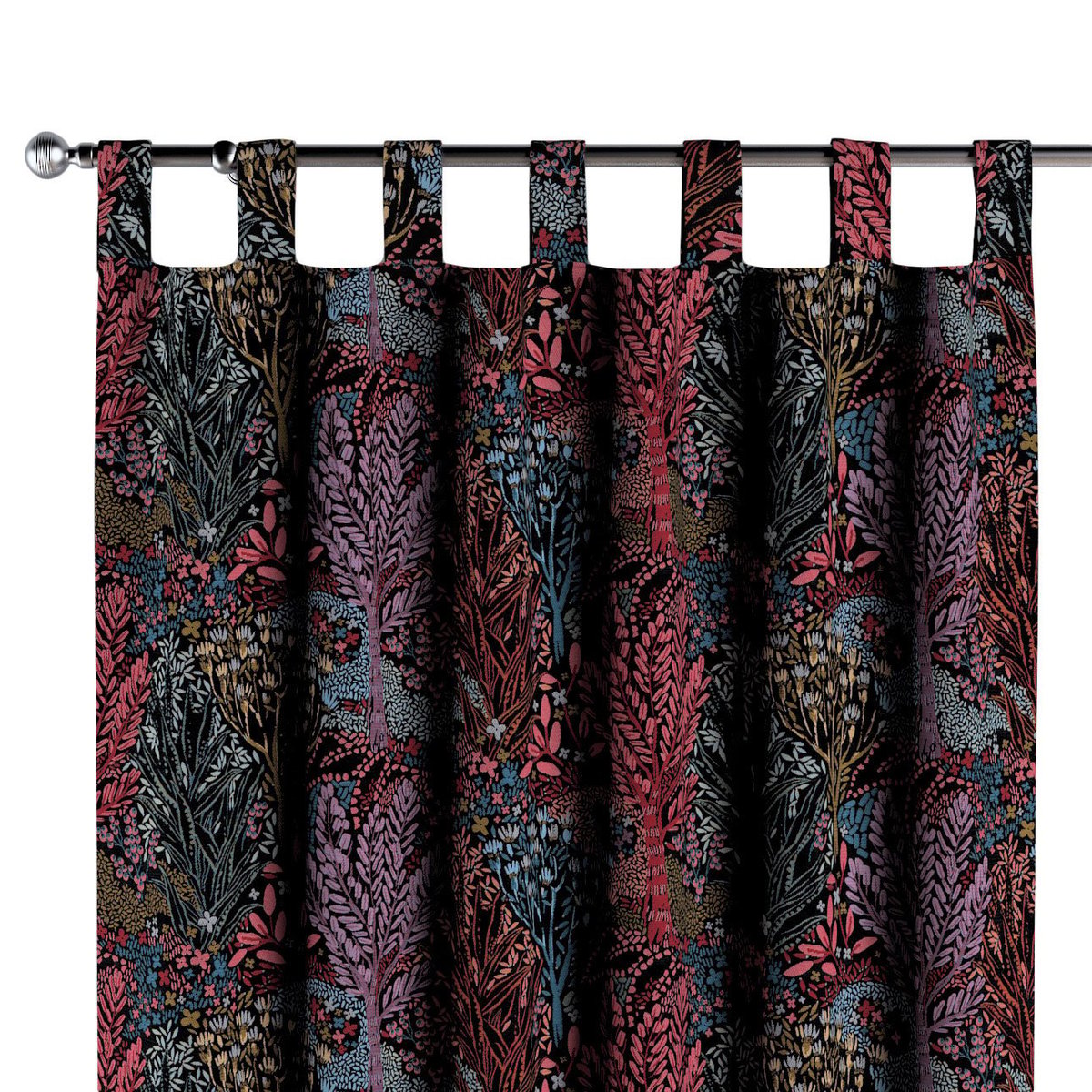 Zasłona na szelkach 1 szt., kolorowe rośliny na czarnym tle, Intenso Premium