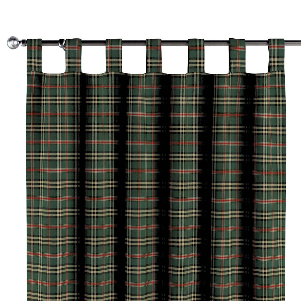 Zasłona na szelkach 1 szt., zielono - czerwona kratka, Quadro