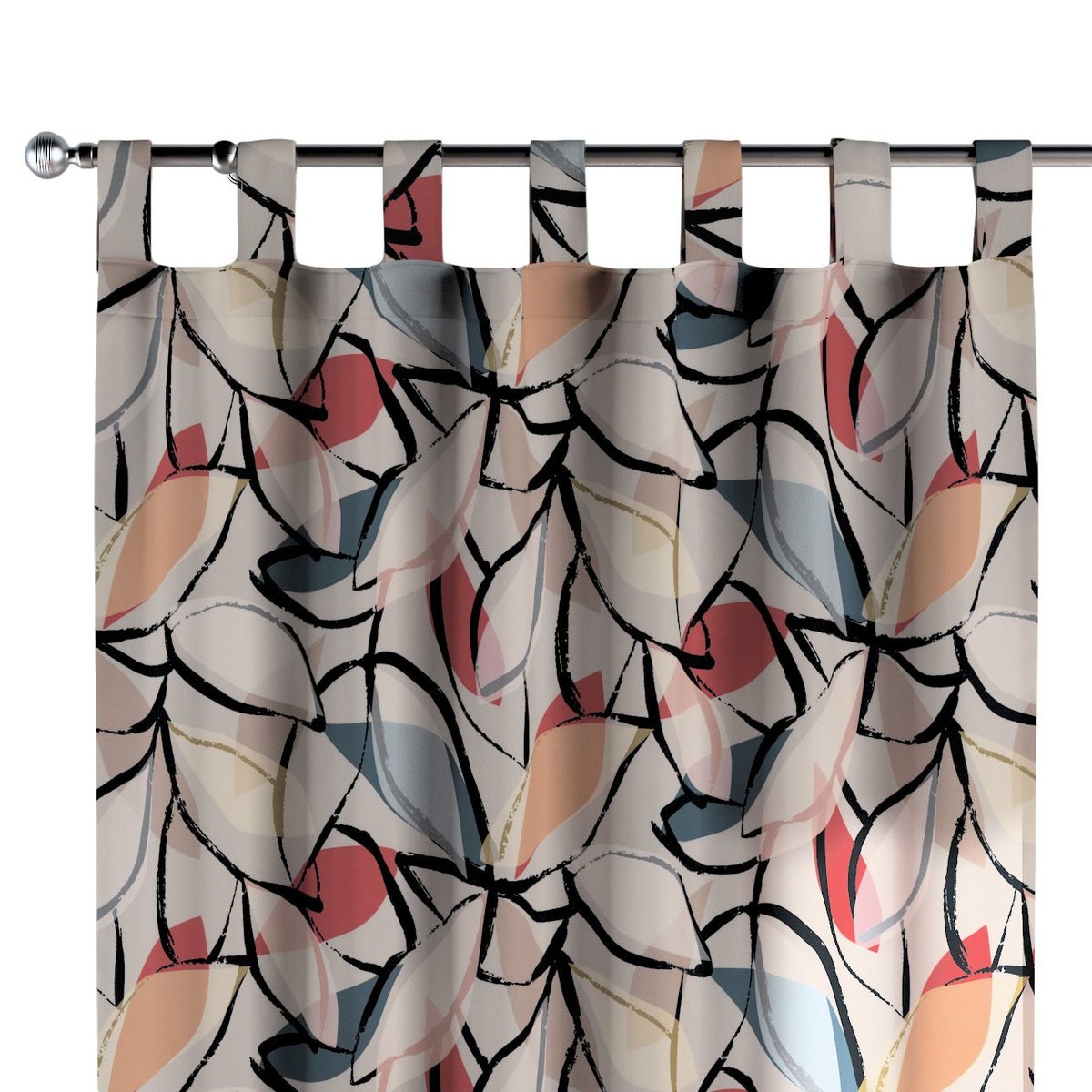 Zasłona na szelkach 1 szt., różowo-szare motywy roślinne, Eden