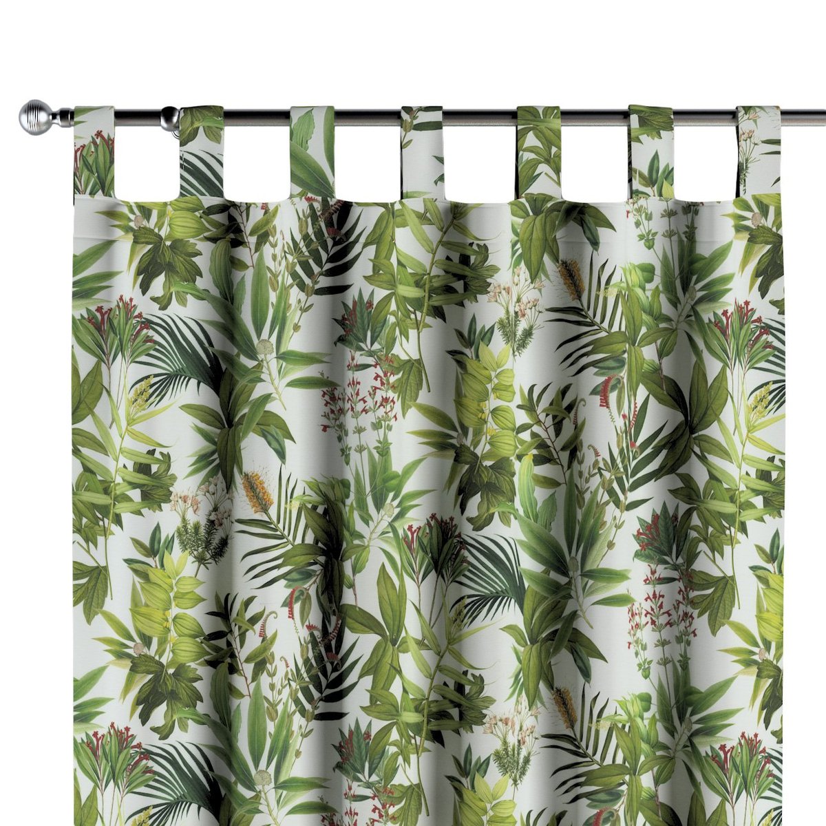 Zasłona na szelkach 1 szt., zielono-czerwona roślinność na białym tle, Tropical Island