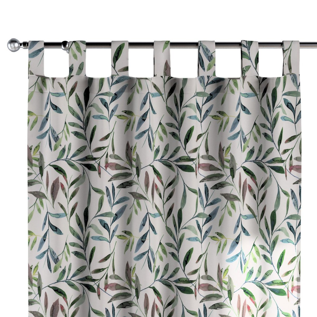 Zasłona na szelkach 1 szt., zielone gałązki na białym tle, Eden