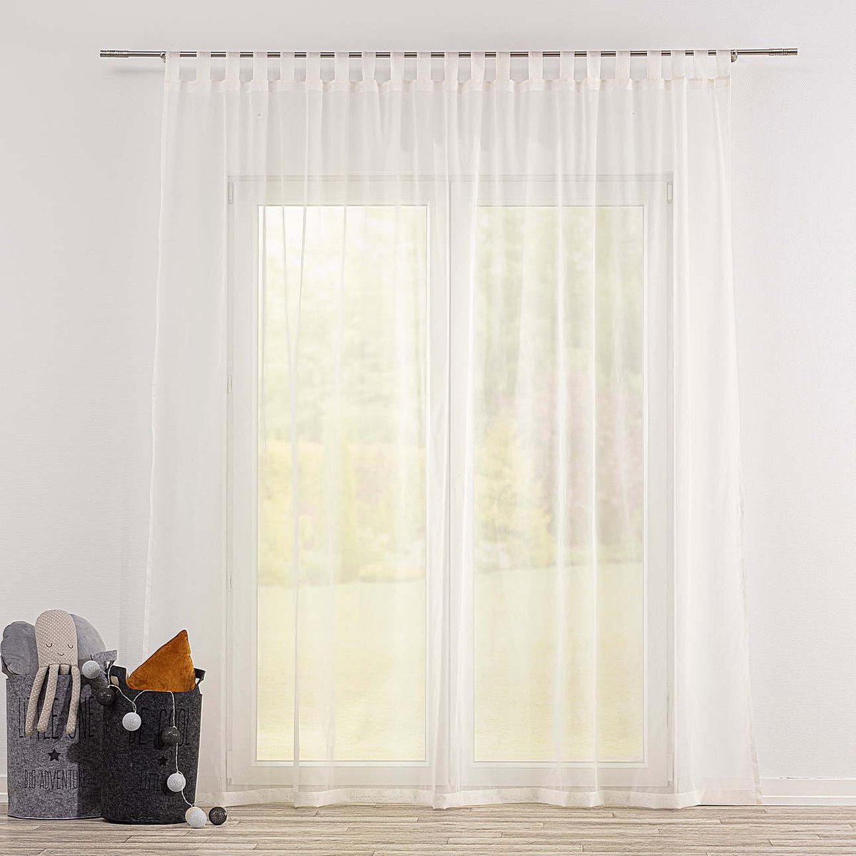 Firana woalowa na szelkach, ecru, Soft Veil