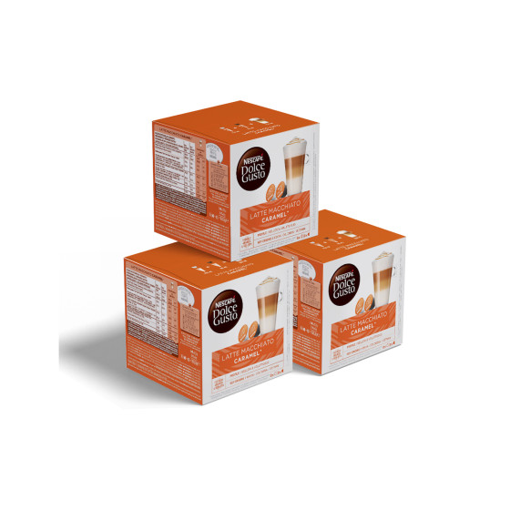 Kawa w kapsułkach NESCAFÉ® Dolce Gusto® Caramel Latte Macchiato, 3 x 8+8 szt.