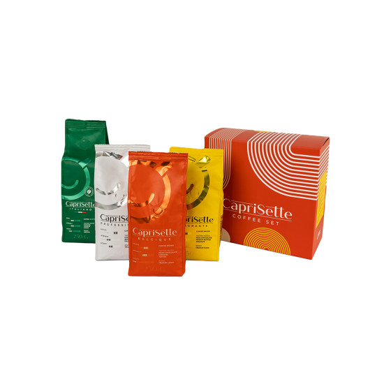 Zestaw kawy ziarnistej Caprisette, 4 x 250 g w pudełku prezentowym