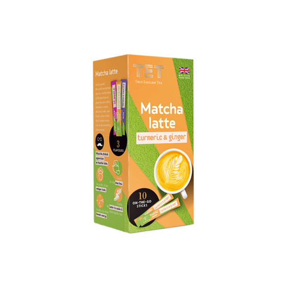 Herbata rozpuszczalna True English Tea Matcha Latte Turmeric & Ginger, 10 szt.