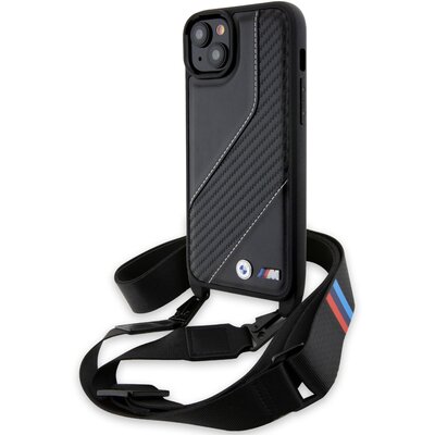 BMW BMHCP15S23PSCCK iPhone 15 / 14 / 13 czarny/black hardcase M Edition Carbon Stripe & Strap
