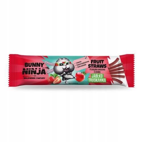 BUNNY NINJA Fruit Straws Przekąska owocowa - pałeczki o smaku jabłko-truskawka, 16g
