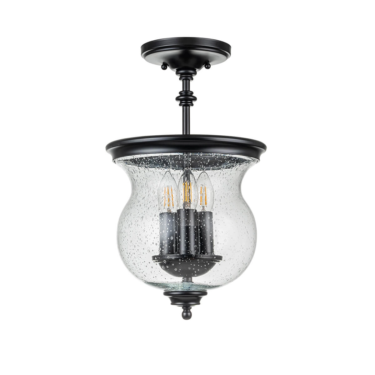 Retro lampa sufitowa Pickering Lane FE-PICKERING-LANE-SF-BLK Feiss czarny przezroczysty