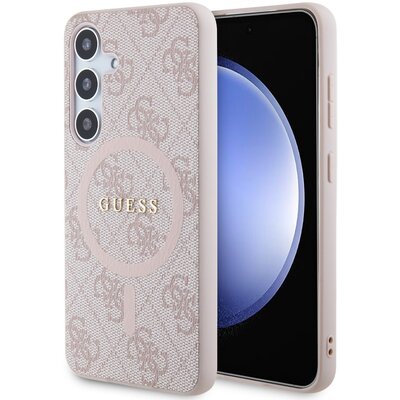 Guess GUHMS24SG4GFRP S24 S921 różowy/pink hardcase 4G Collection Leather Metal Logo MagSafe