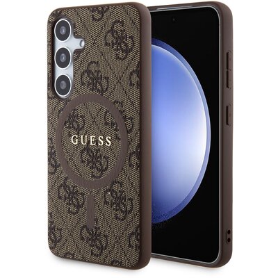 Guess GUHMS24SG4GFRW S24 S921 brązowy/brown hardcase 4G Collection Leather Metal Logo MagSafe