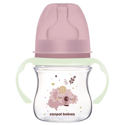 CANPOL BABIES BUTELKA SZEROKA ZE ŚWIECĄCYMI UCHWYTAMI KOALA 120 ml 0m+