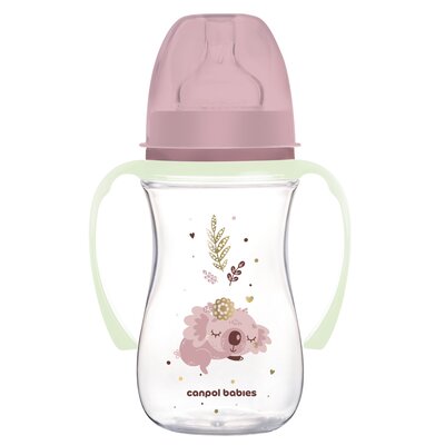 CANPOL BABIES BUTELKA SZEROKA ZE ŚWIECĄCYMI UCHWYTAMI KOALA 240ml 3m+