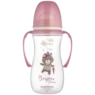 Butelka Antykolkowa Z Uchwytem 300 Ml Bonjour Paris Różowa Canpol Babies