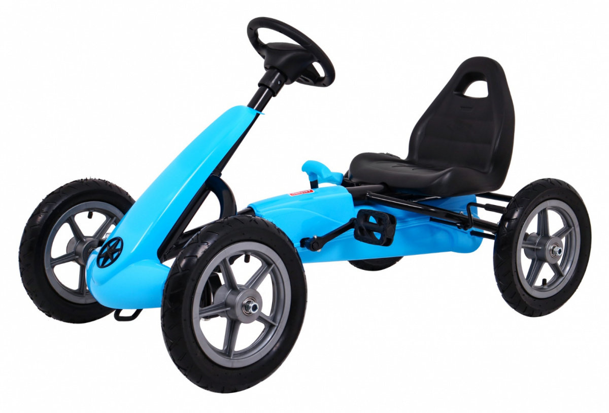 Duży Gokart na Pedały Gumowe Pompowane Koła Regulacja Niebieski
