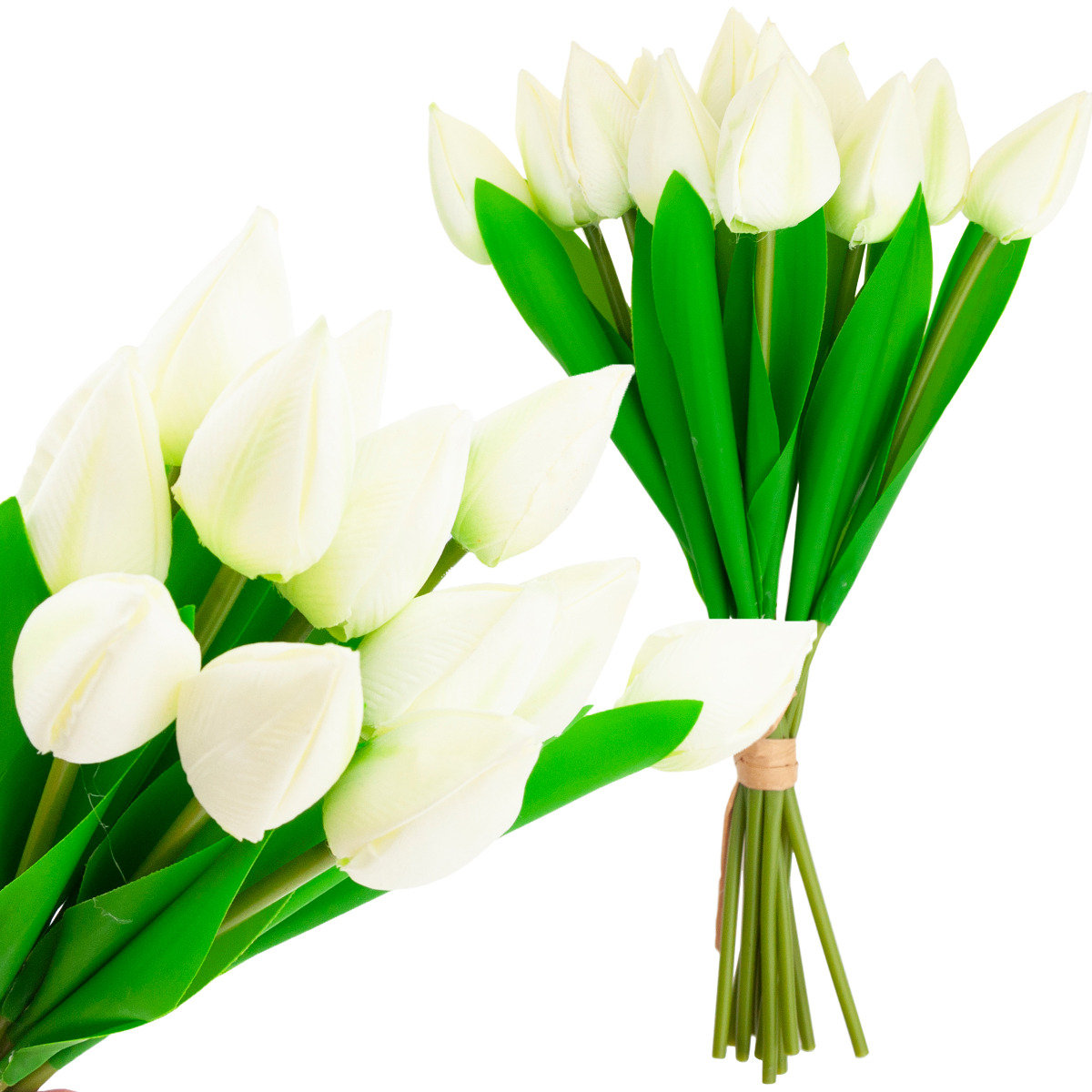 TULIPANY BUKIET TULIPANÓW PIĘKNY JAK ŻYWY TULIPAN KWIATY BIAŁE 12 KWIATÓW