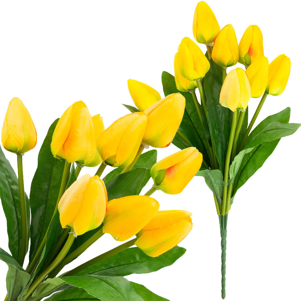 TULIPAN DUŻY BUKIET TULIPANÓW X9 SZTUCZNE KWIATY TULIPANY W BUKIECIE ŻÓŁTE