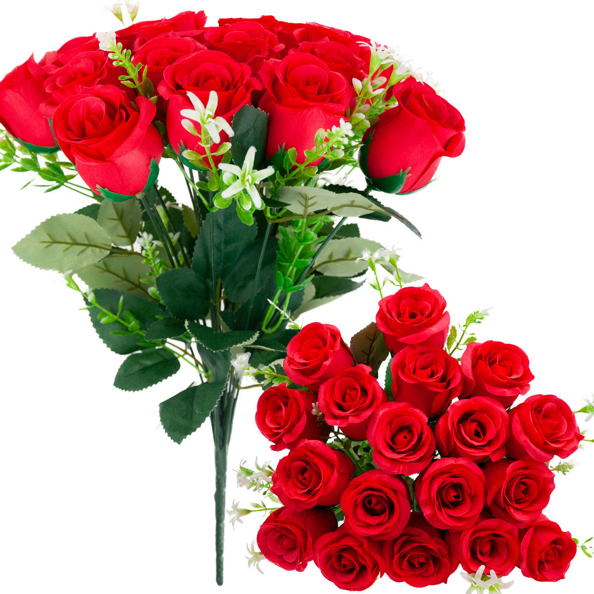 BUKIET 18 RÓŻ JAK ŻYWE PIĘKNE RÓŻE W BUKIECIE DEKORACYJNE GĘSTY