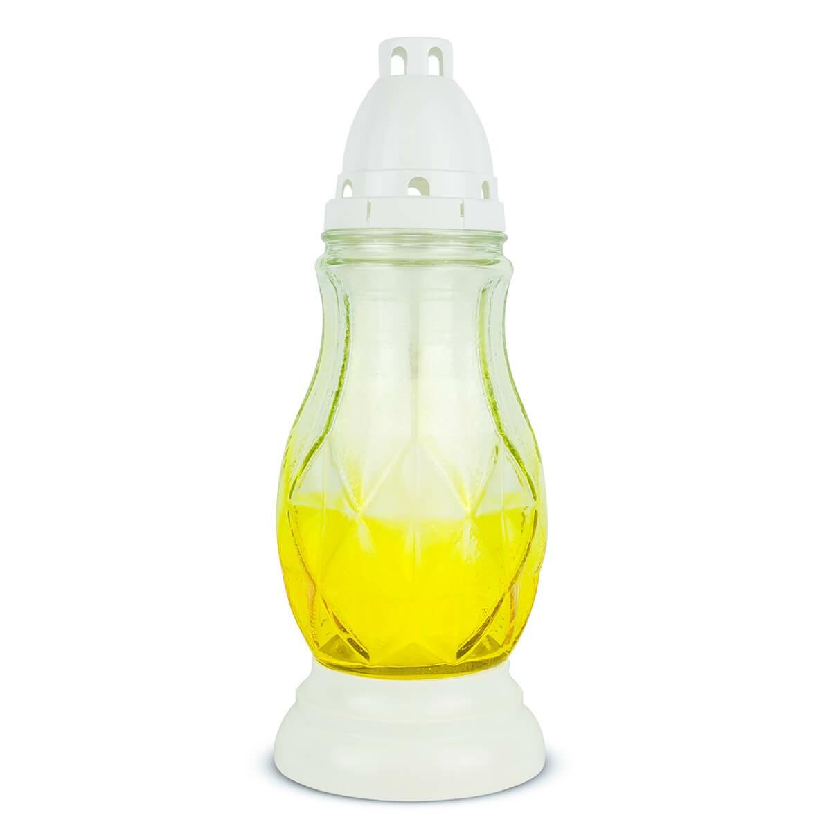 Znicz Wiosenny 30 cm Żółty DP725 Znicz Szklany Malowany z Wkładem Wymiennym