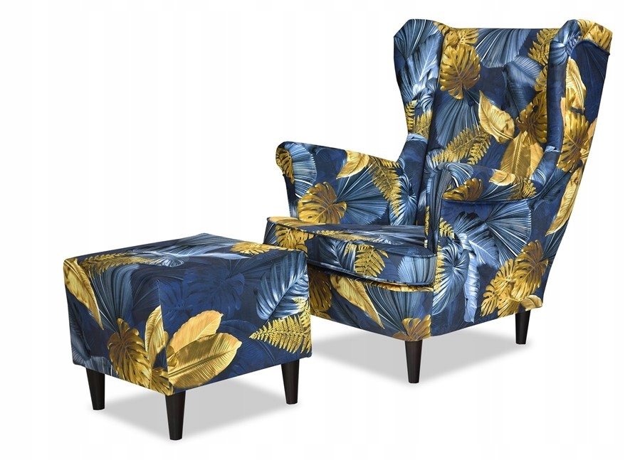 Fotel Uszak z podnóżkiem zestaw czytania dla NIEGO