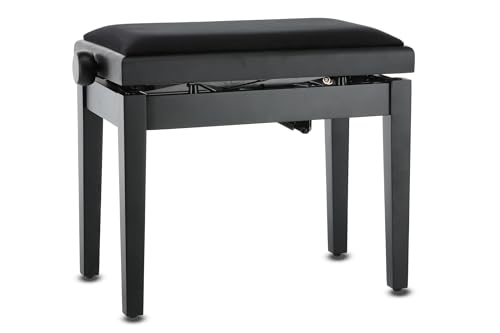 Ława do pianina GEWA Deluxe Autolift z wygodną regulacją wysokości, lite drewno, matowa czerń