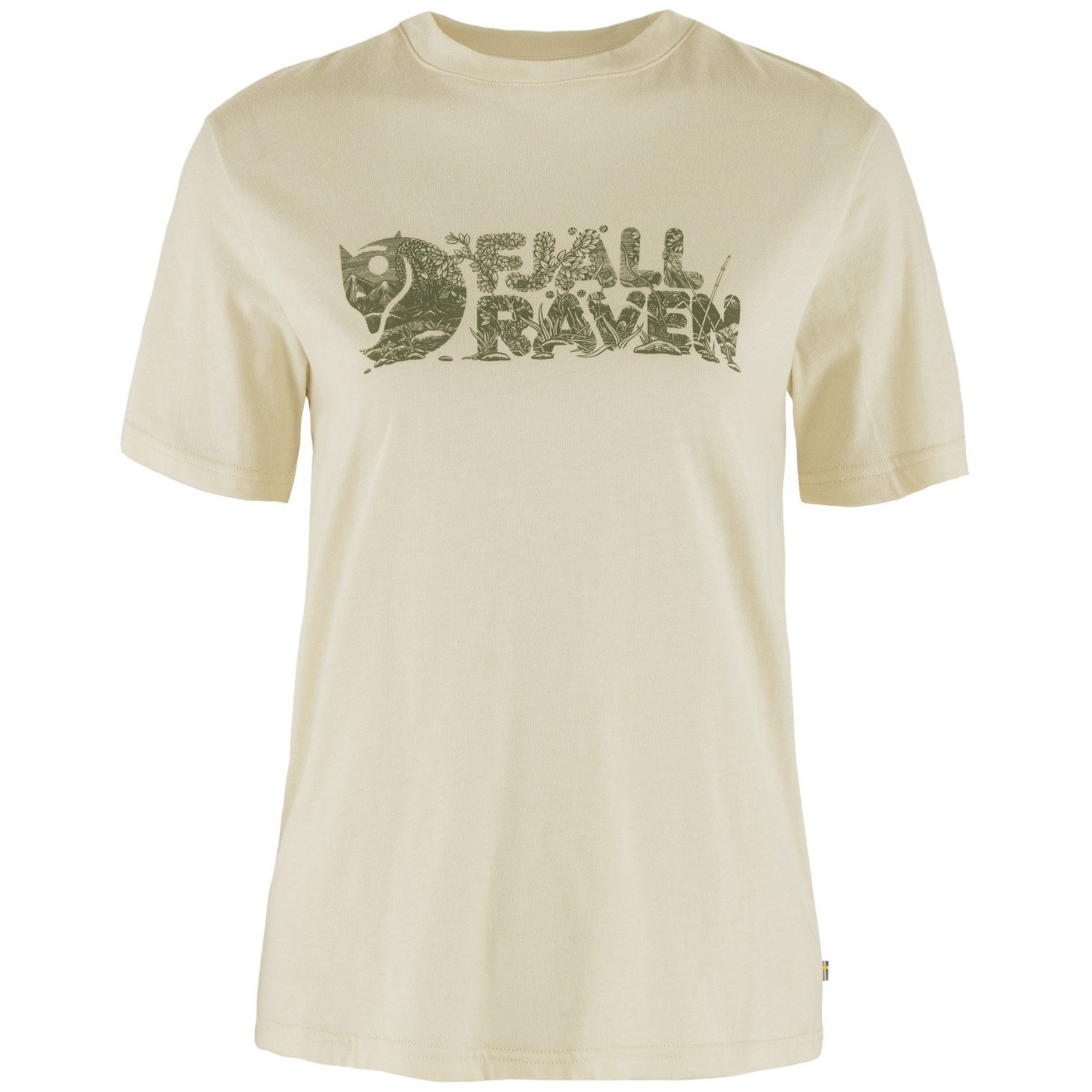 Koszulka damska Fjällräven Lush Logo T-shirt W Rozmiar: M / Kolor: beżowy/biały