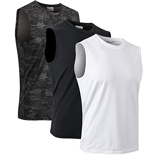MeetHoo Męski Tank Top, Mięśniowe Koszulki Tank Shirt Rękawy Koszulka Podkoszulka Szybko suche Podkoszulka Siłownia Bieganie dla mężczyzn