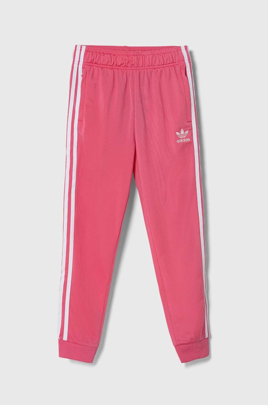 adidas Originals spodnie dresowe dziecięce kolor różowy z aplikacją