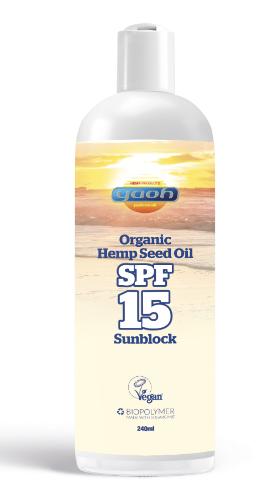 Yaoh - Krem przeciwsłoneczny z olejem z nasion konopi SPF 15, 240 ml