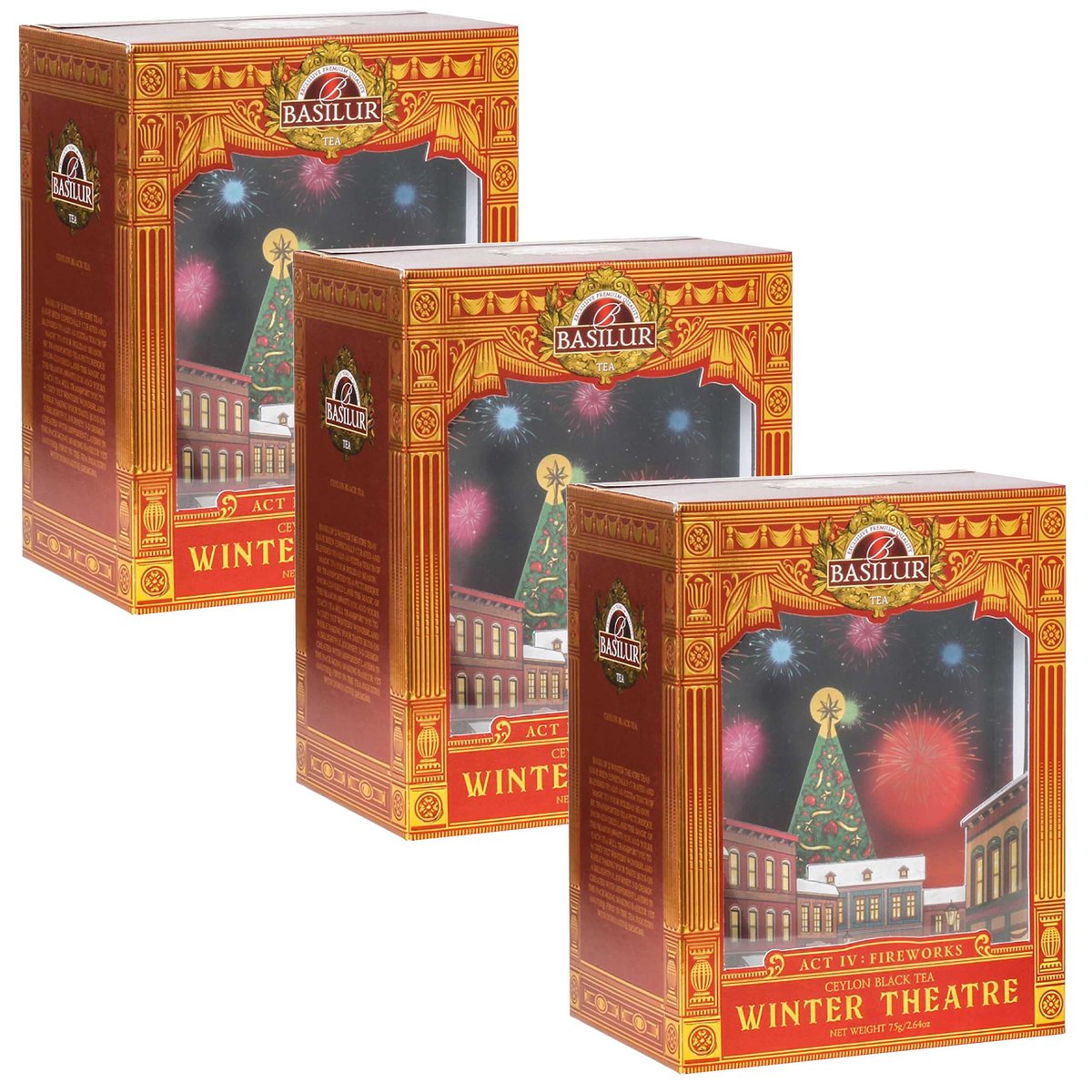 BASILUR Winter Theatre ACT IV - Czarna herbata liściasta, cejlońska Orange Pekoe 75g x3