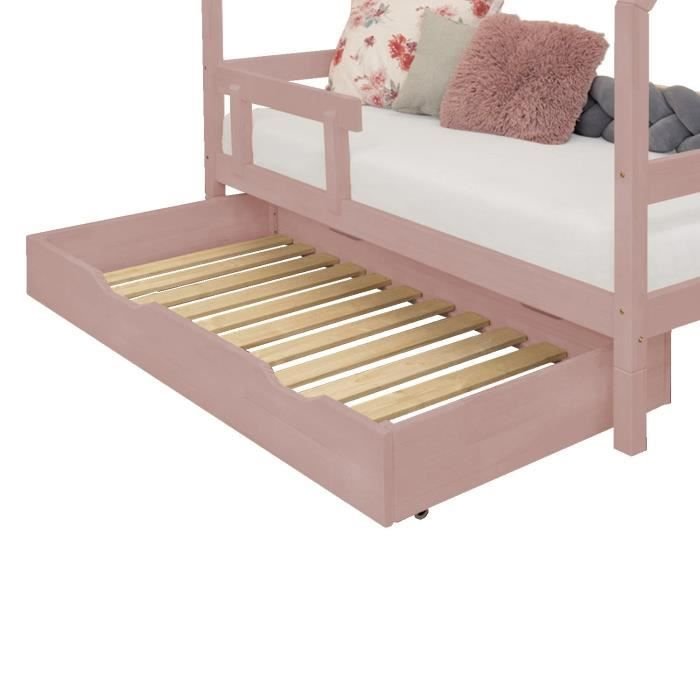 Szuflada łóżka 90 x 180 z podstawą łóżka BUDDY - pastelowy róż