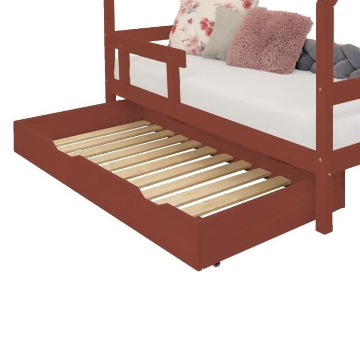 Szuflada łóżka 90 x 200 z podstawą łóżka BUDDY - ceglasta