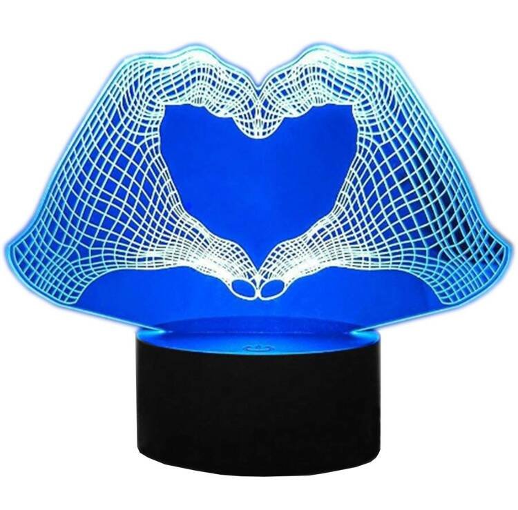 Dziecięca LAMPKA Nocna LED dłonie złożone w kształcie serca RGB + pilot ZD98C