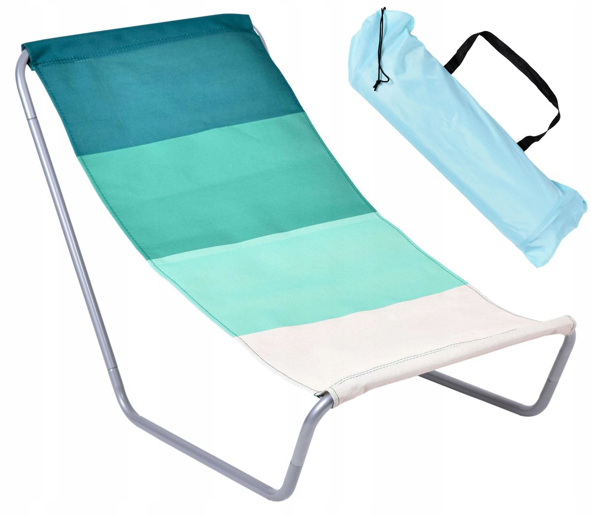 Leżak Plażowy Składany Do Torby Ogrodowy Na Plażę Outdorium Olek Niebieskie Pasy