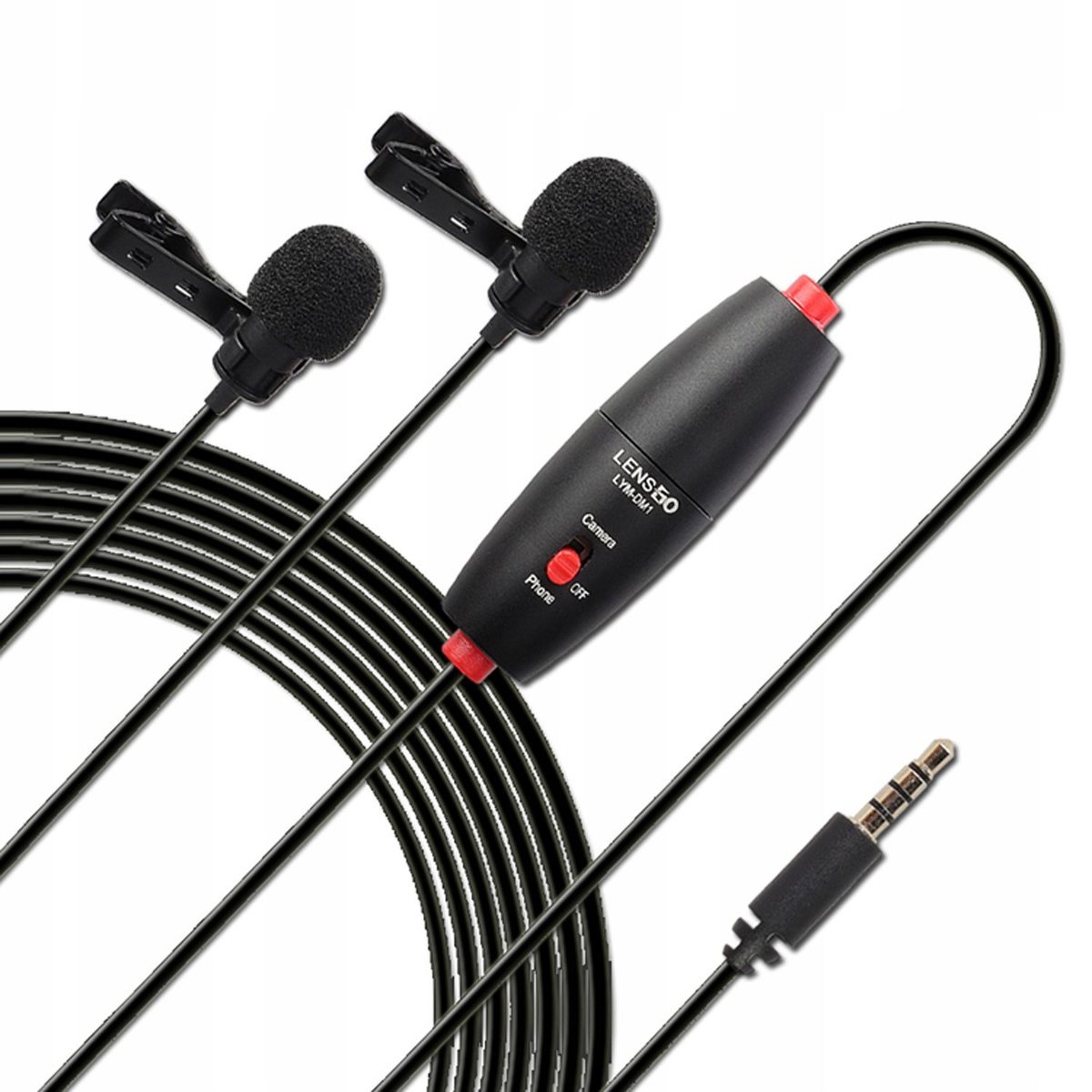 Podwójny 2x Dynamiczny Mikrofon Krawatowy Lavalier Mini Jack 3,5mm Lensgo / Lym-dm1 Podwójny