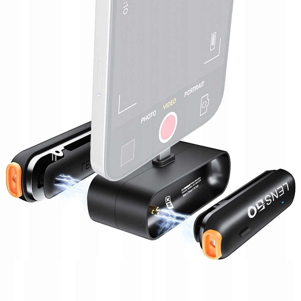 2x Bezprzewodowy Mikrofon Krawatowy 50m Na Telefon Iphone Lightning Lensgo / 518c Mini