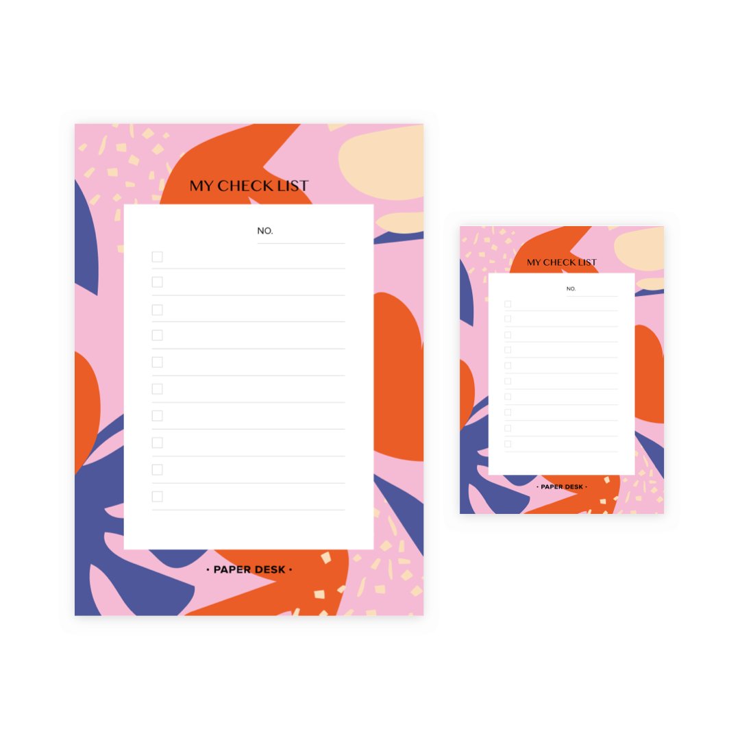 Kieszonkowy Planer Biurkowy A6 z abstrakcyjnym motywem FLEUR – check lista