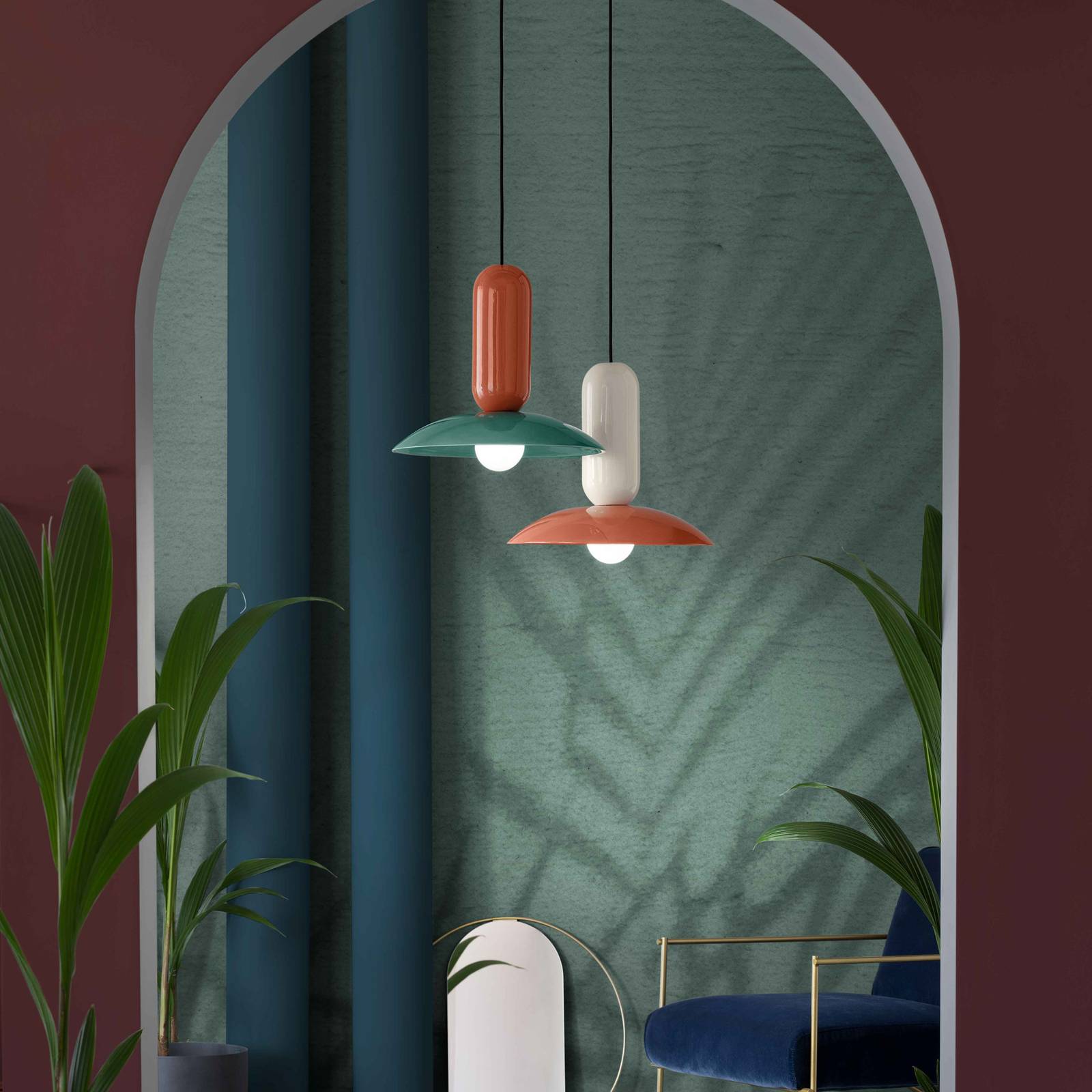 Ferroluce Lampa wisząca Pau, pomarańczowy/kremowy