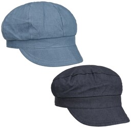 Czapka Dwustronna Lniana z Daszkiem by Lipodo, niebieski, S (55-56 cm)