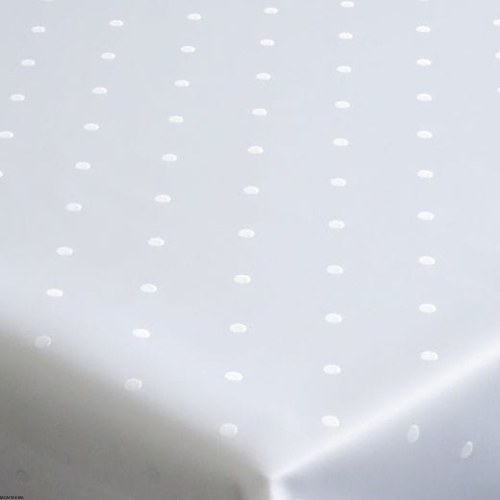 Biały obrus na stół plamoodporny z wzorem Kropka