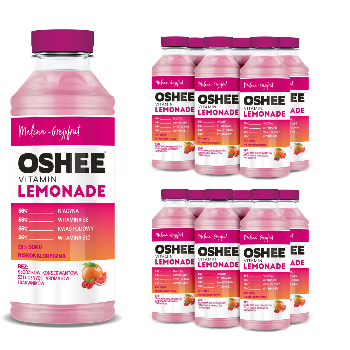 12x OSHEE Vitamin Lemonade malina - grejpfrut 555 ml