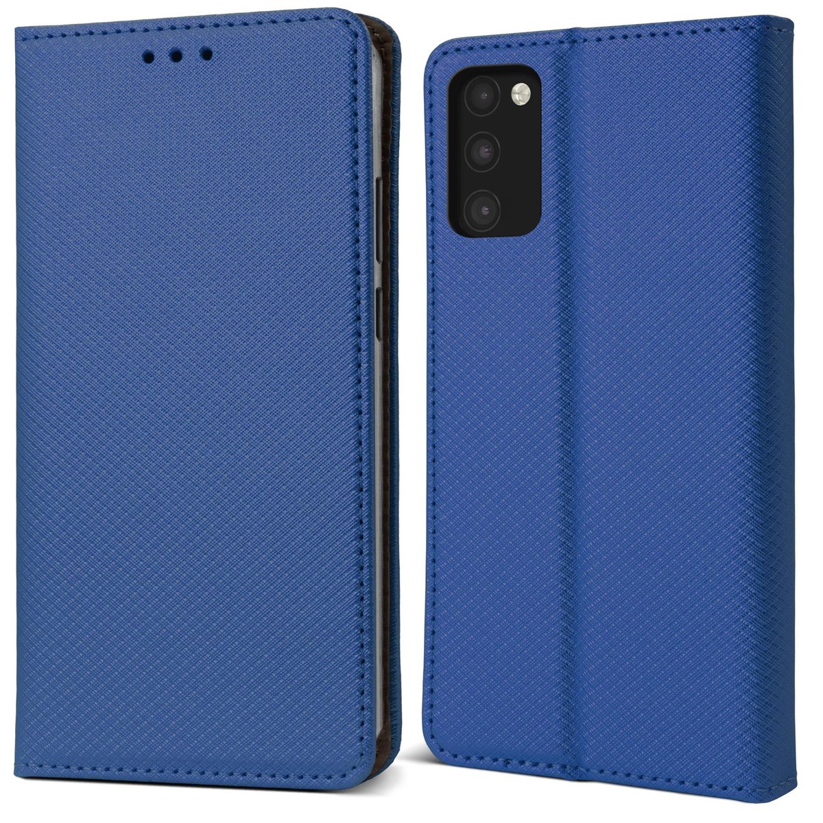Moozy Etui z klapką do Samsung A02S, ciemnoniebieskie - Inteligentne etui z klapką magnetyczną Etui z klapką Folio z uchwytem na kartę i stojakiem, ..