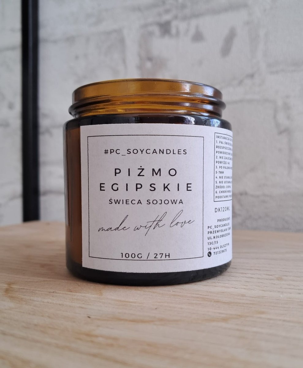 Świeca Sojowa Zapachowa Piżmo Egipskie 120ml 27h Drewniany Knot
