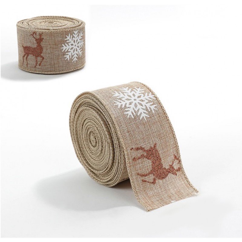 Taśma Świąteczna Bożonarodzeniowa Beżowa 5Cm X 2M Ksn130