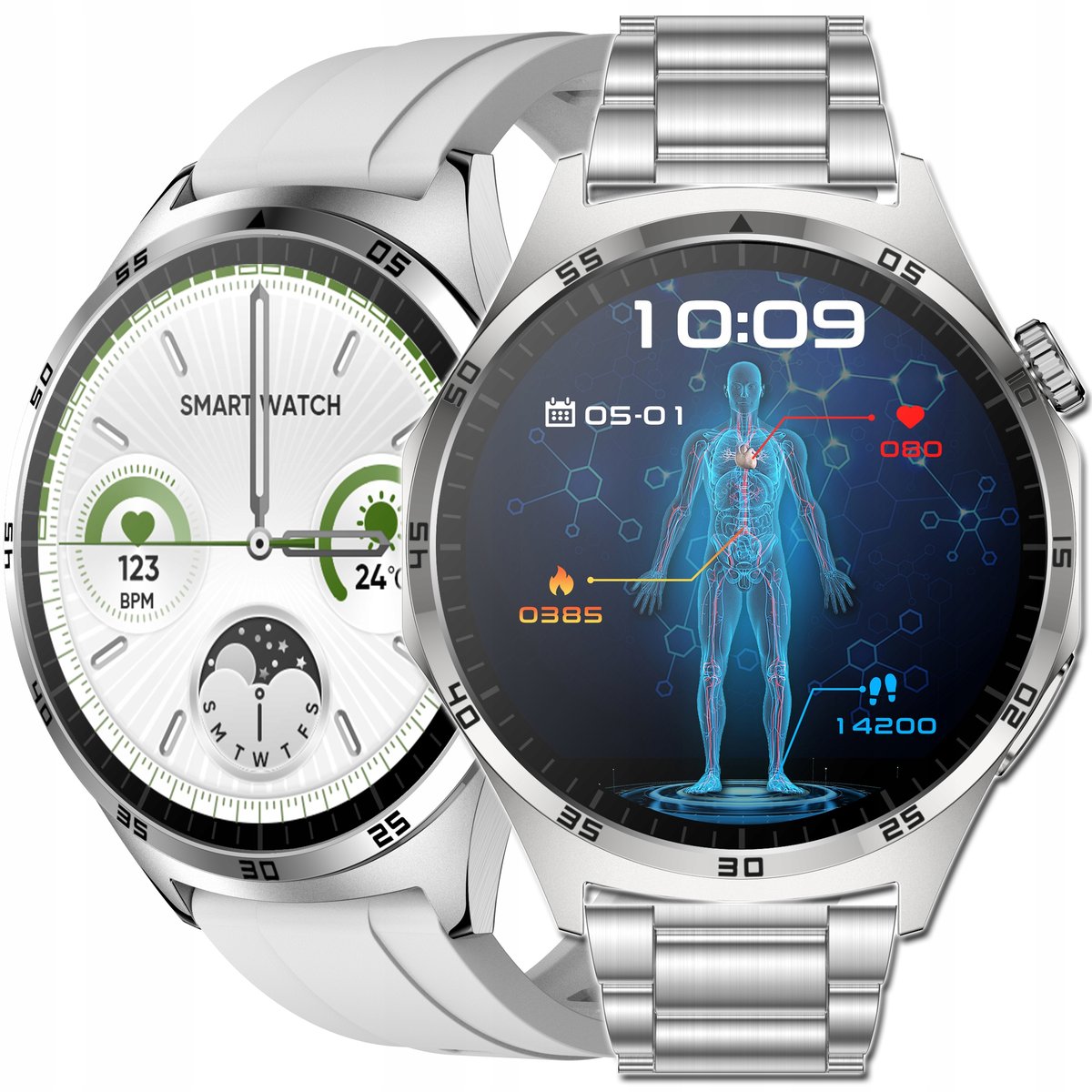 SMARTWATCH ZEGAREK MĘSKI Z EKG POMIAR CUKRU PULS CIŚNIENIE ROZMOWY MENU PL
