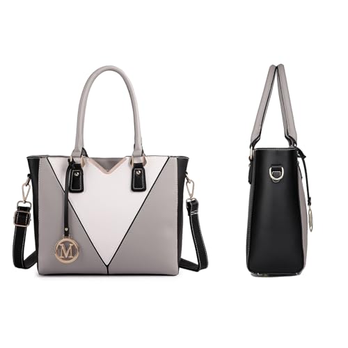 Miss Lulu Elegancka damska torba z uchwytem na górze, luksusowa, minimalistyczna, modna torba crossbody z blokowaniem kolorów, wszechstronna, do użytku biznesowego i na co dzień, Szary-1