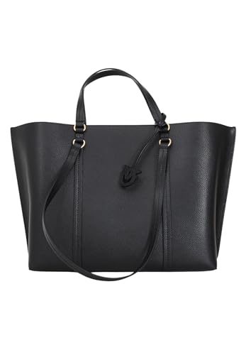 Pinko Carrie Shopper Big Skóra BOTTALATA, Torebka Damska, Z99Q_Czarny-Antique Gold, Z99q_czarno-antyczne złoto