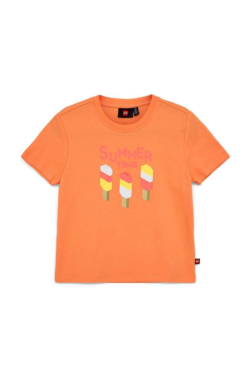 Lego t-shirt bawełniany dziecięcy kolor pomarańczowy