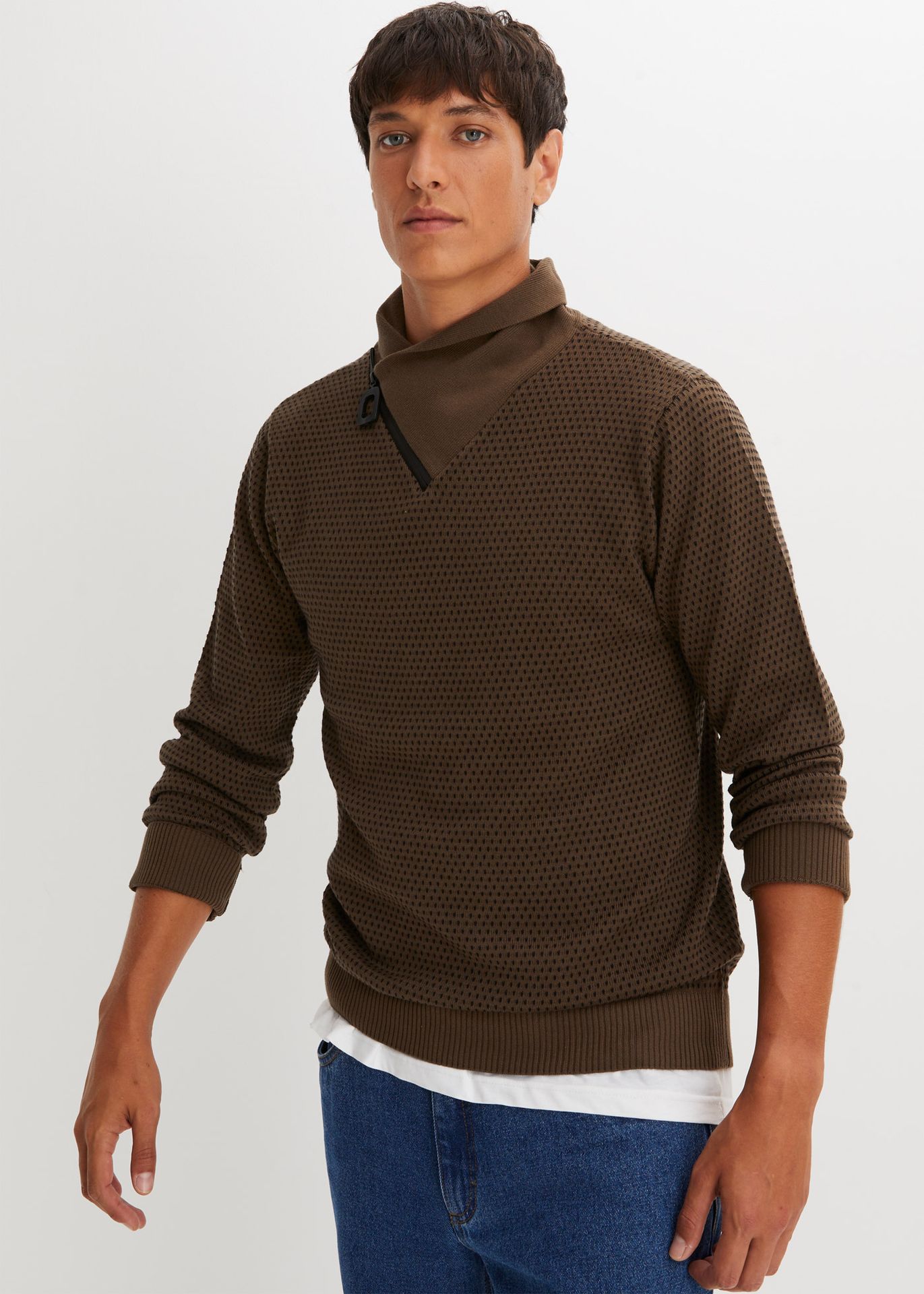 Sweter z szalowym kołnierzem - bonprix